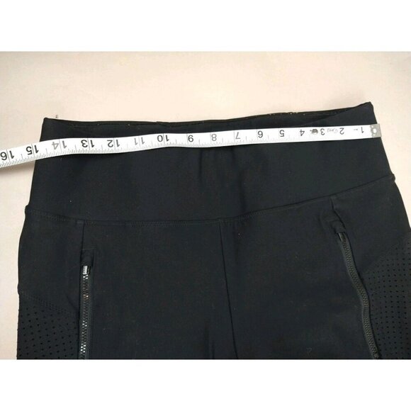 Athleta Mercurial Crop Flare Pants Women's Medium Black Stretch Nylon Mesh - Picture 2 of 14
